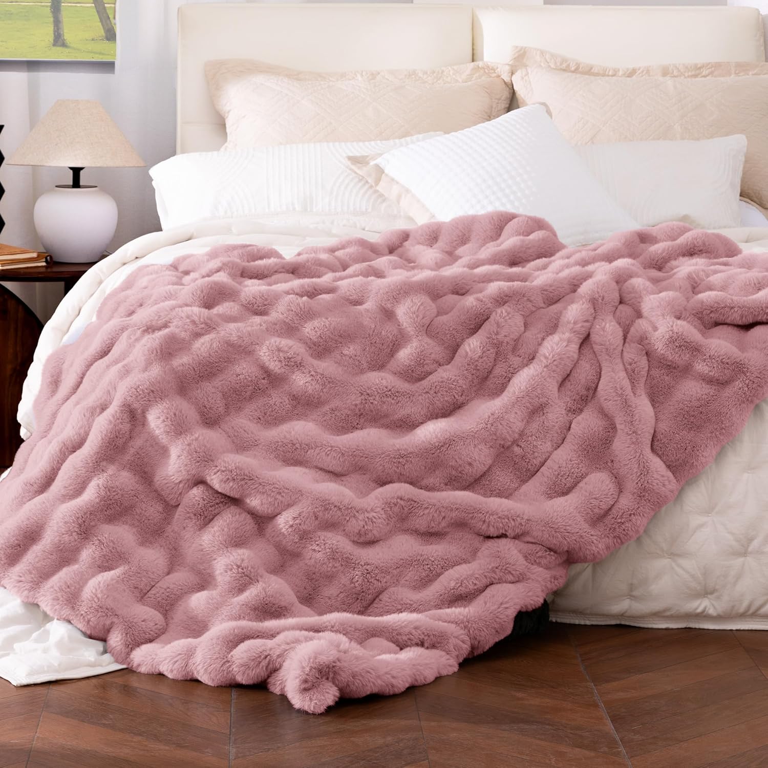 Luxe Beige Throw Pillow — 60" — Pink
