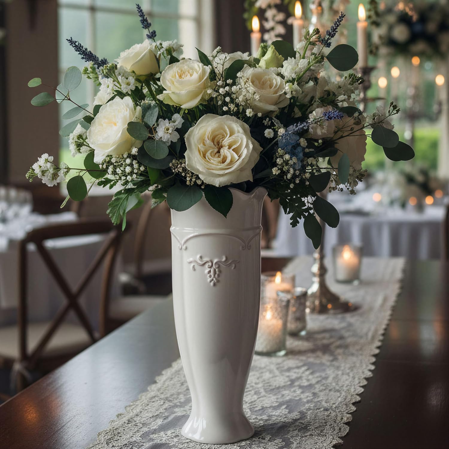 Vintage Ceramic Flower Vase — 11.6" - View 2