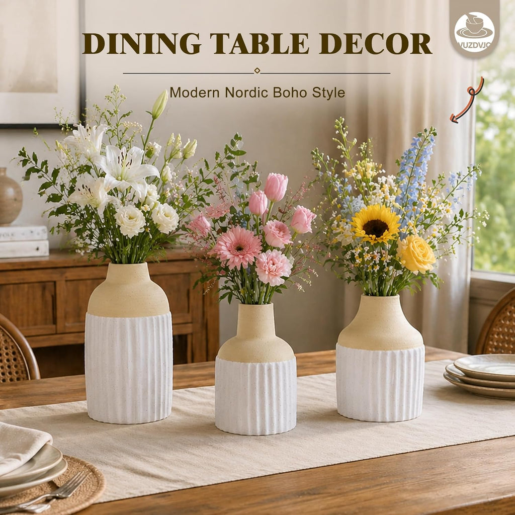 Boho Beige Decorative Vase — Set of 3 - View 2