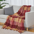Chenille Boho Red Throw Pillow — 75" - View 6