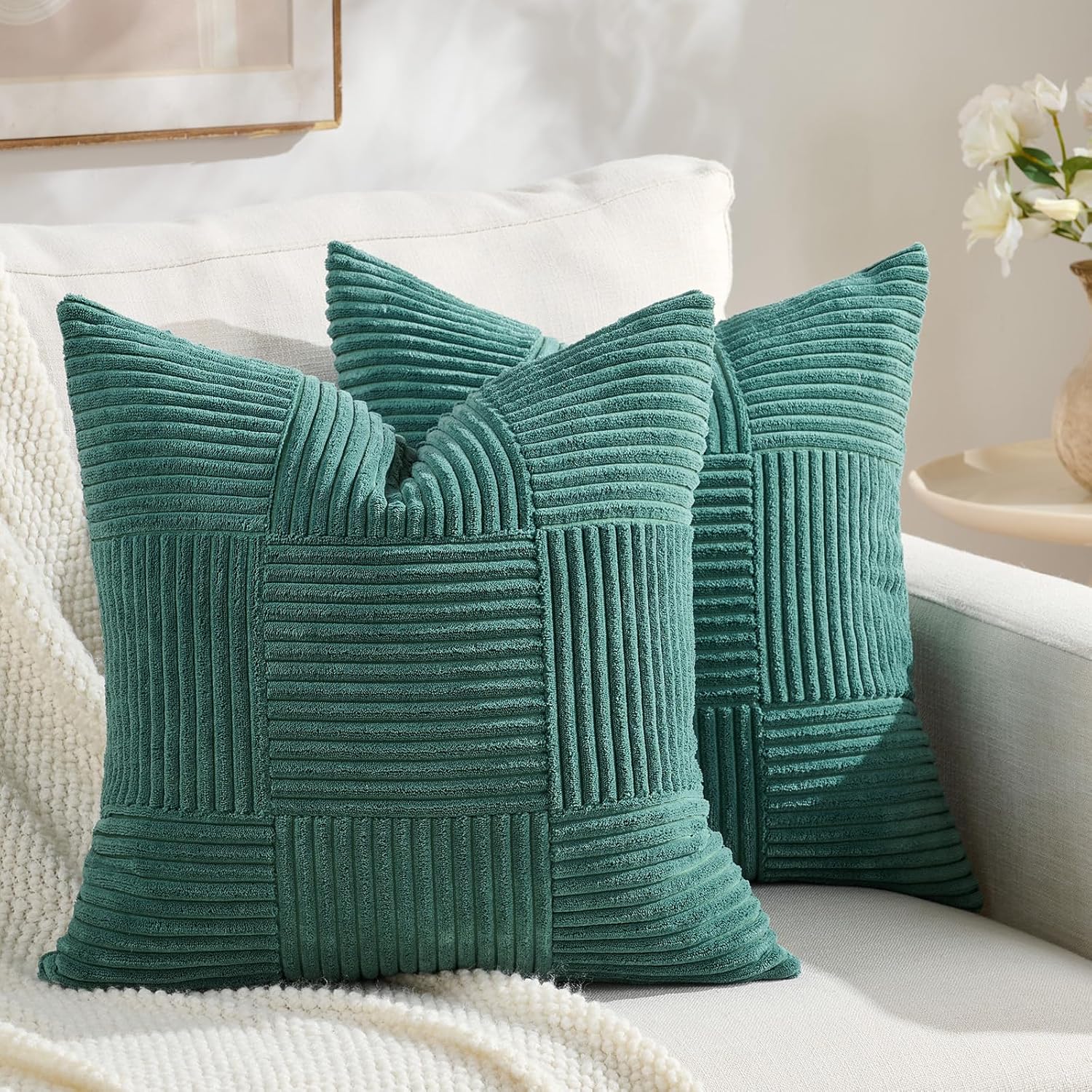 Boho Beige Throw Pillow Cover — 2-Light — 18" x 18" (Pack of 2)