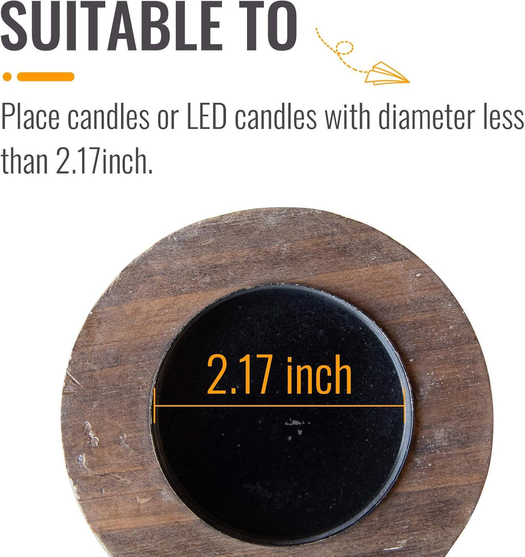 Farmhouse Wood Pillar Candle — 3.9" - View 6
