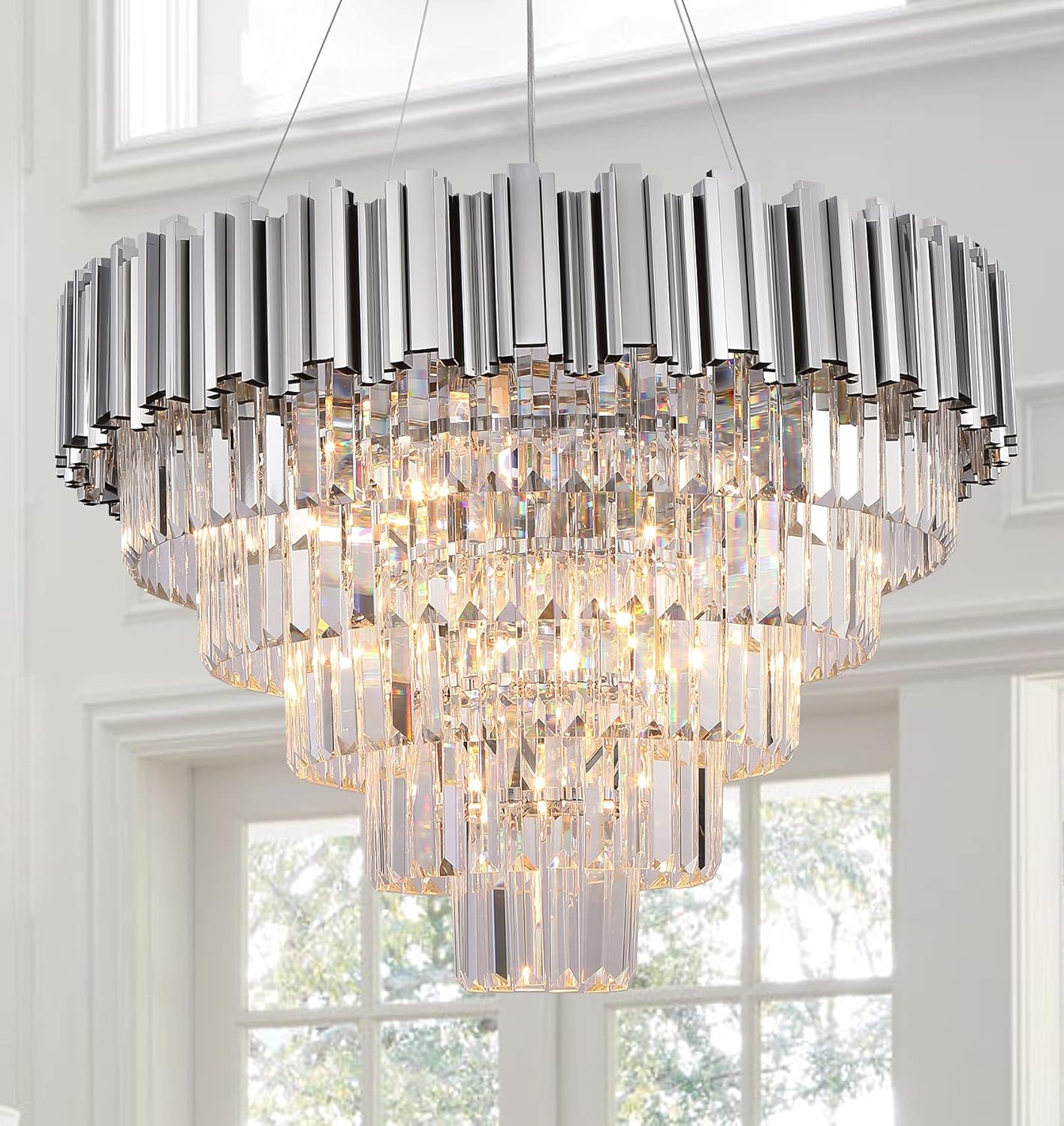Round Luxe Gold Chandelier — 6-Light — Chrome 27.5"