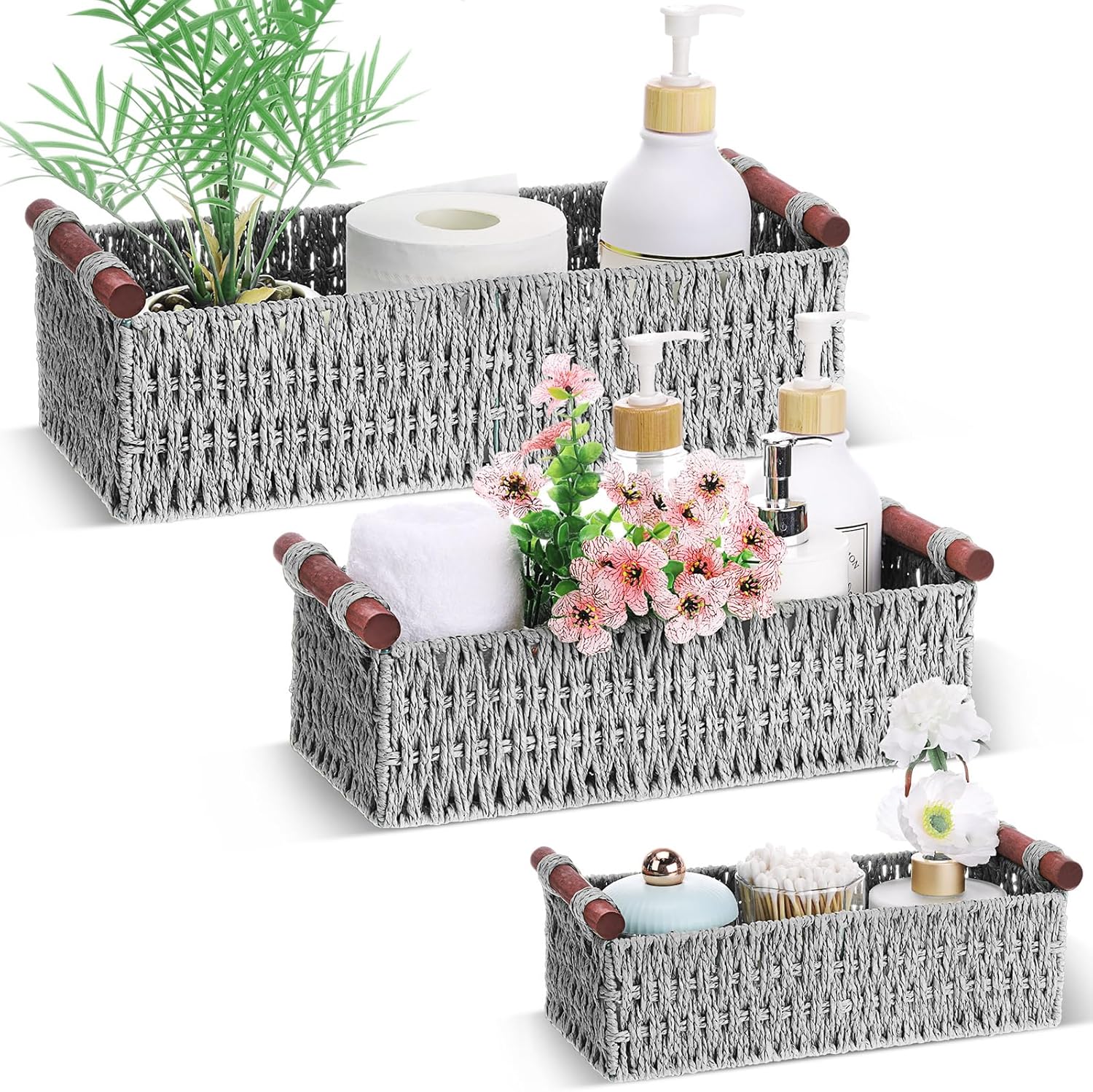 Boho Beige Basket — Light Grey
