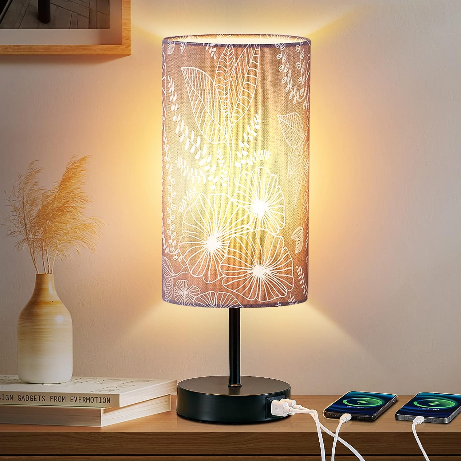 Dimmable Blue Bedside Lamp — Gray