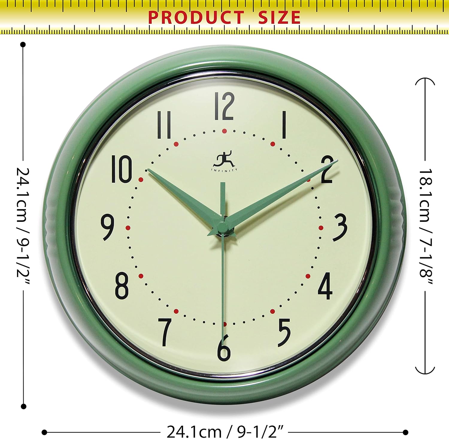 Mid-Century Black Wall Clock — 9" - View 4
