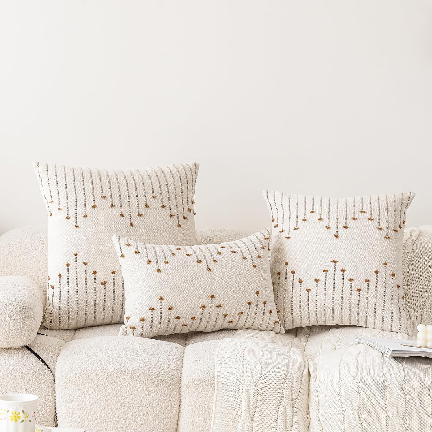 Boho Beige Throw Pillow Cover — 18" - View 2
