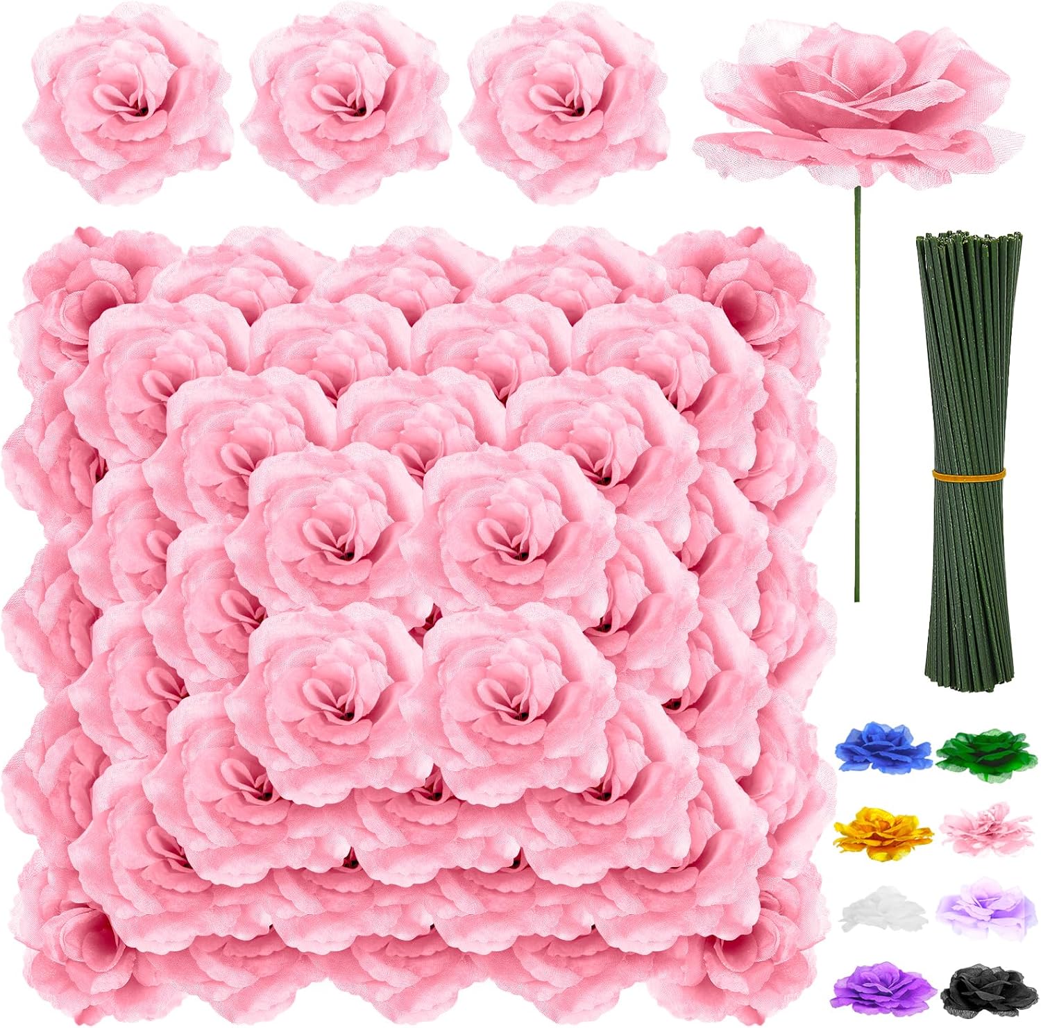 Luxe Black Artificial Flowers — 3.1" — Pink
