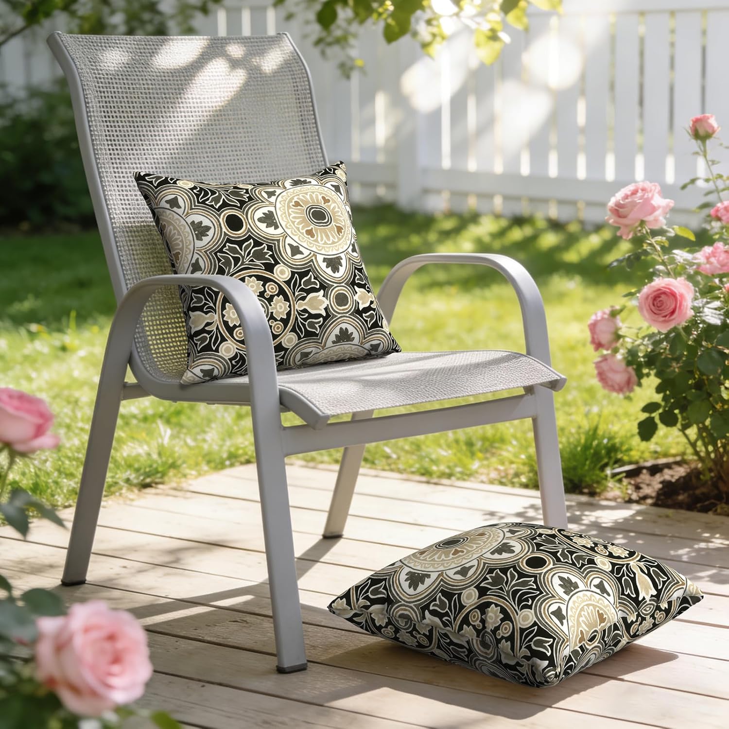 Vintage Modern Beige Throw Pillow Cover — 18" - View 2