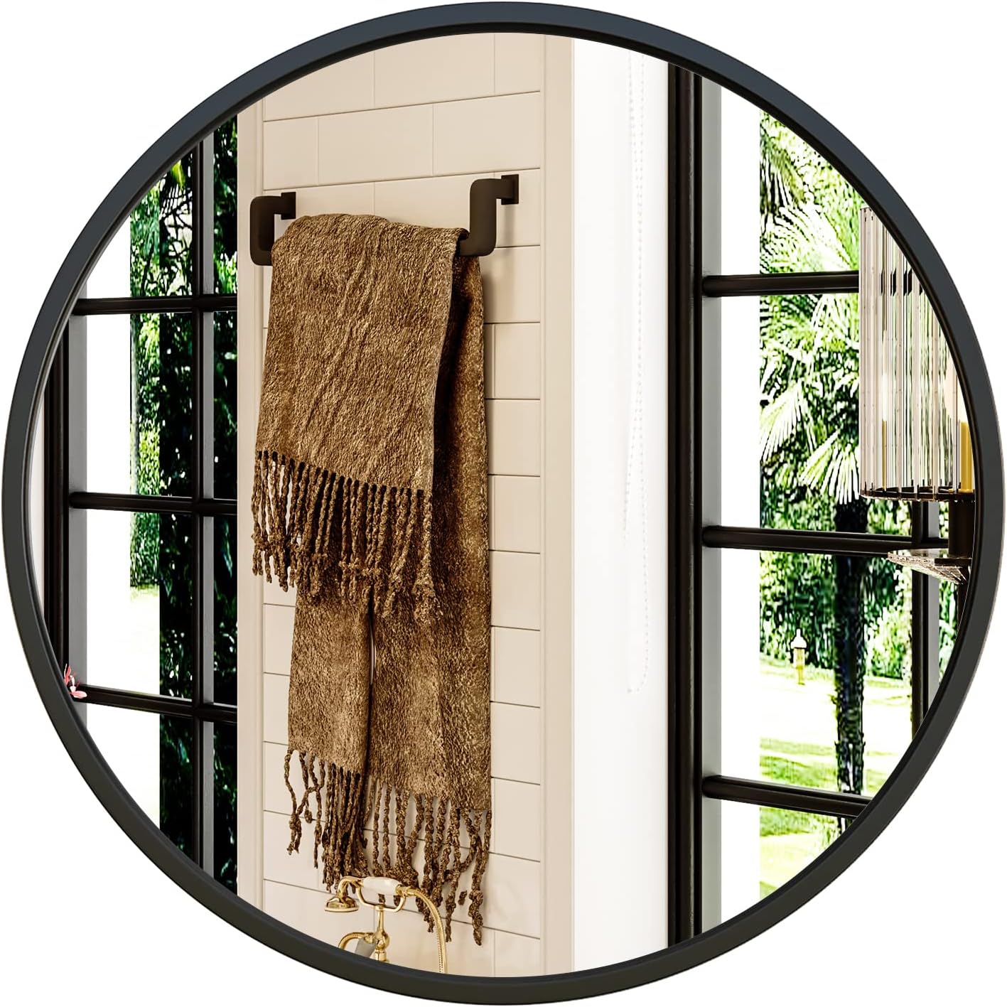 Round Black Wall Mirror — 20" — Black