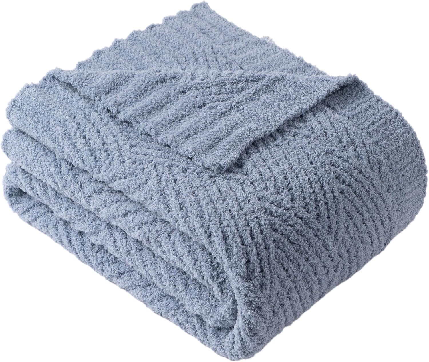 Knit Beige Throw Pillow — 50" — Bluish Grey