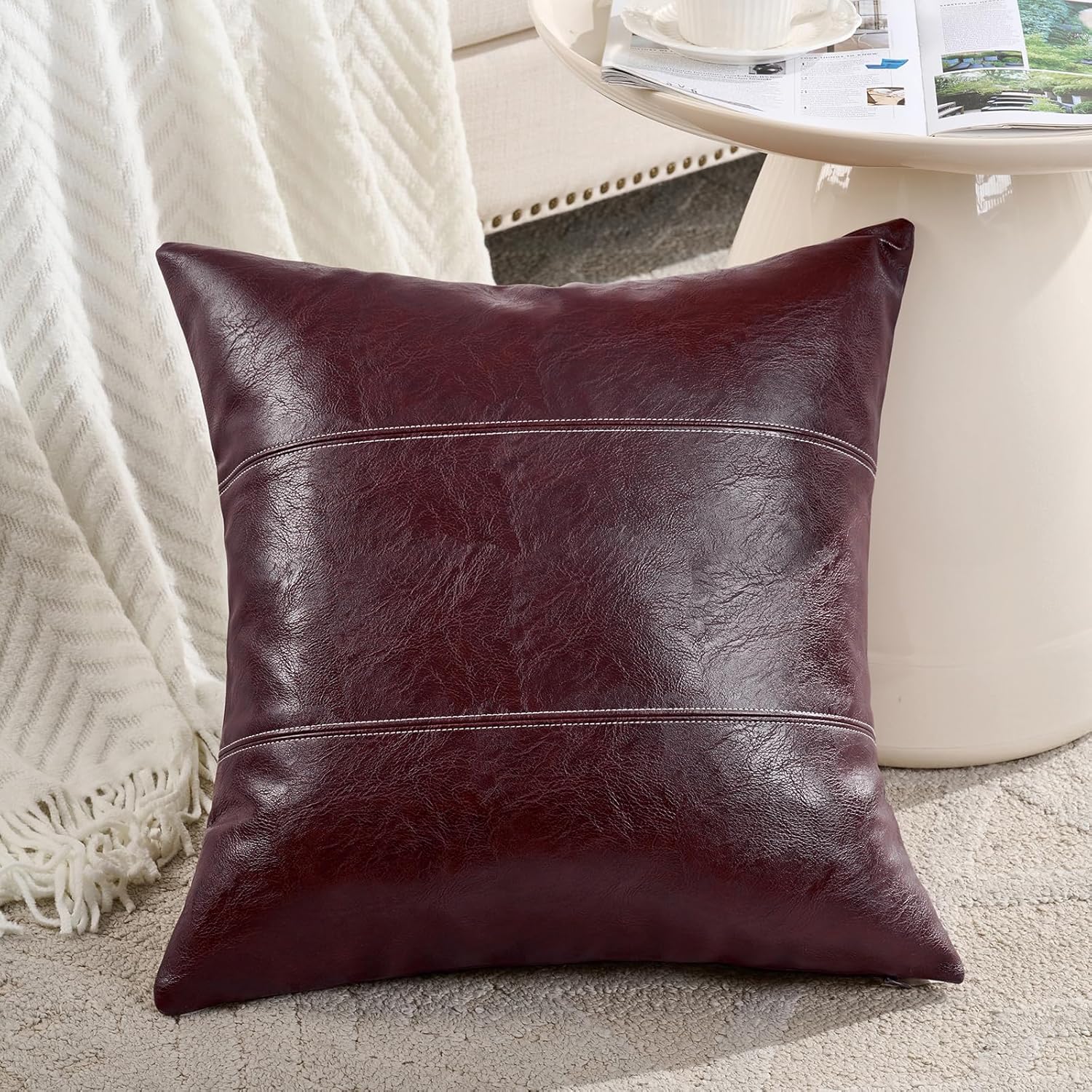 Lumbar Boho Beige Throw Pillow Cover — 36" — 16" x 16" (Pack of 1)