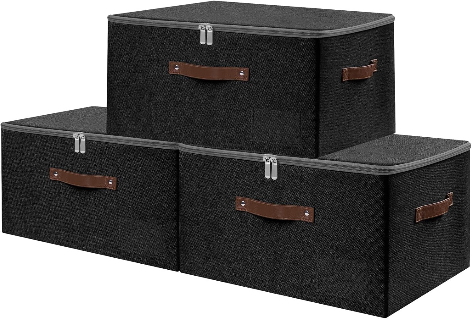 Linen Beige Storage Bin — Set of 1 — Large (Pack of 3）
