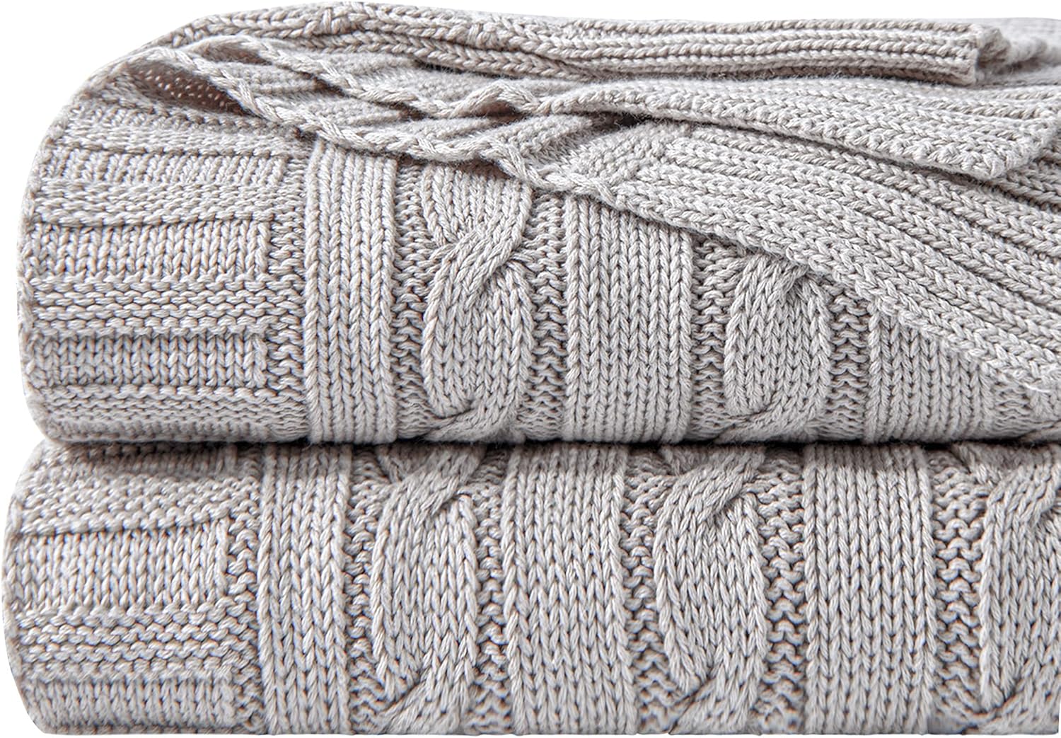 Knit Beige Throw Pillow — 51" — Throw(51"x67")