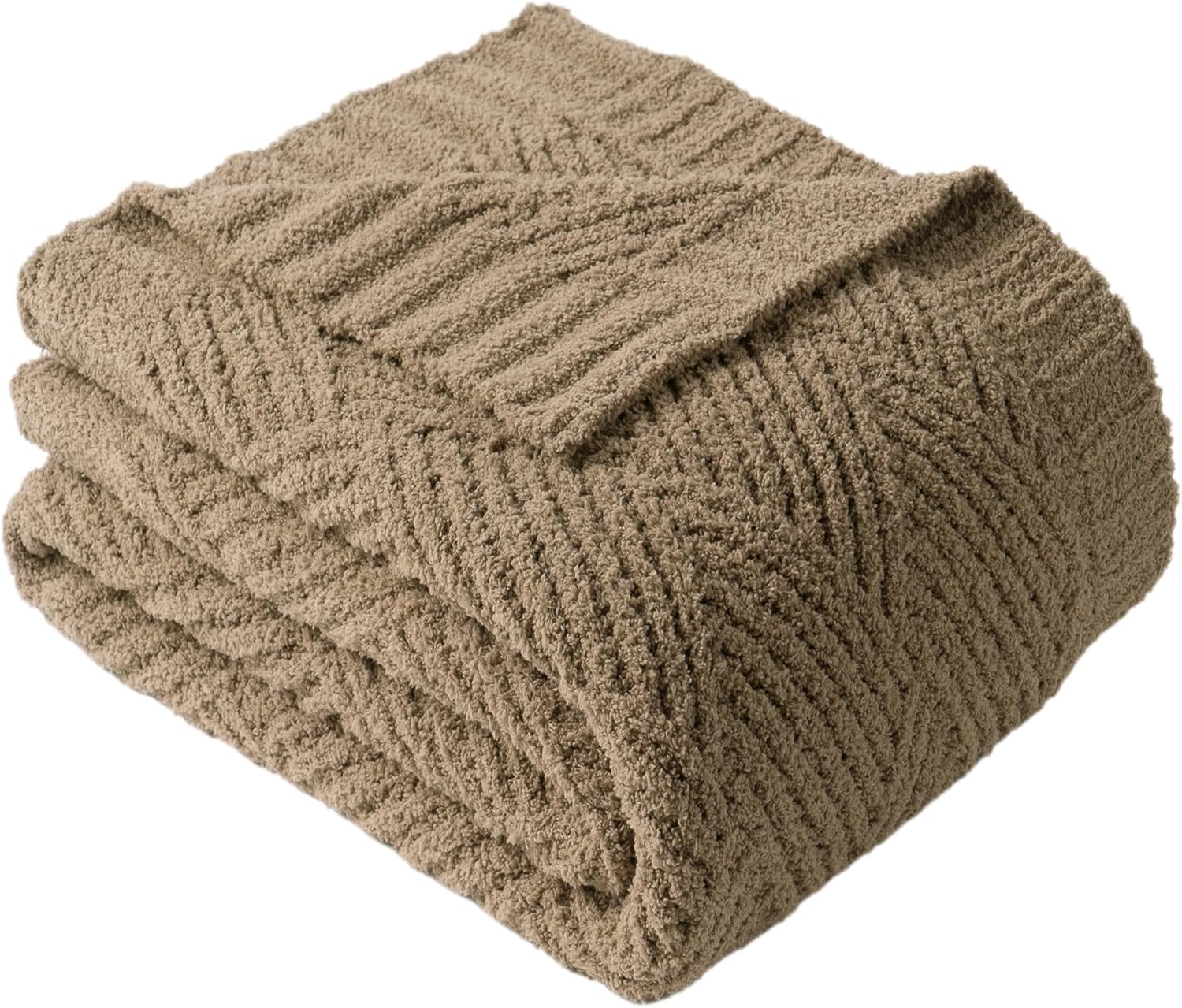 Knit Beige Throw Pillow — 50" — Khaki