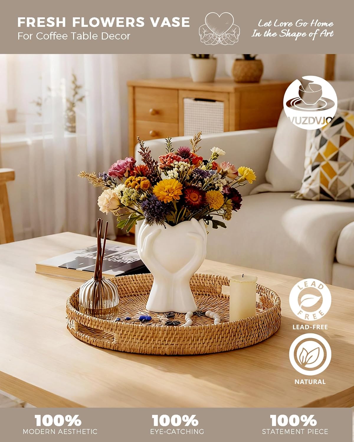 Modern Beige Flower Vase - View 2