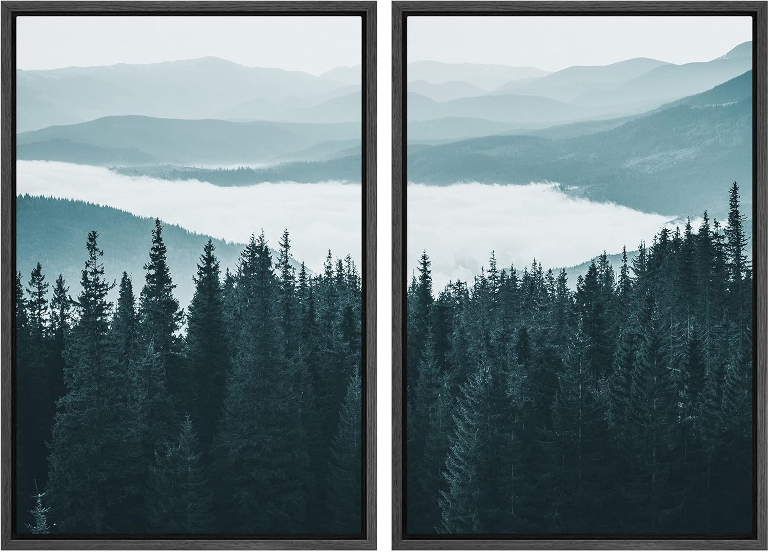 Framed Farmhouse Fabric Canvas Wall Art — 24" — 24" x 36" x 2 Panels BLACK