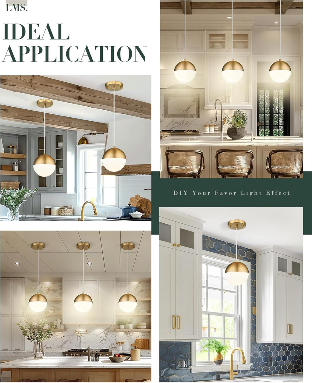 Adjustable Luxe Black Pendant Light — 6" - View 5
