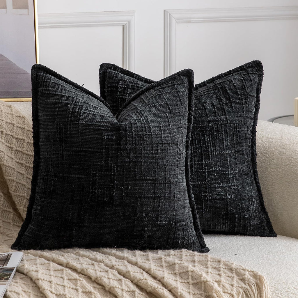 Chenille Boho Beige Throw Pillow Cover — 18"