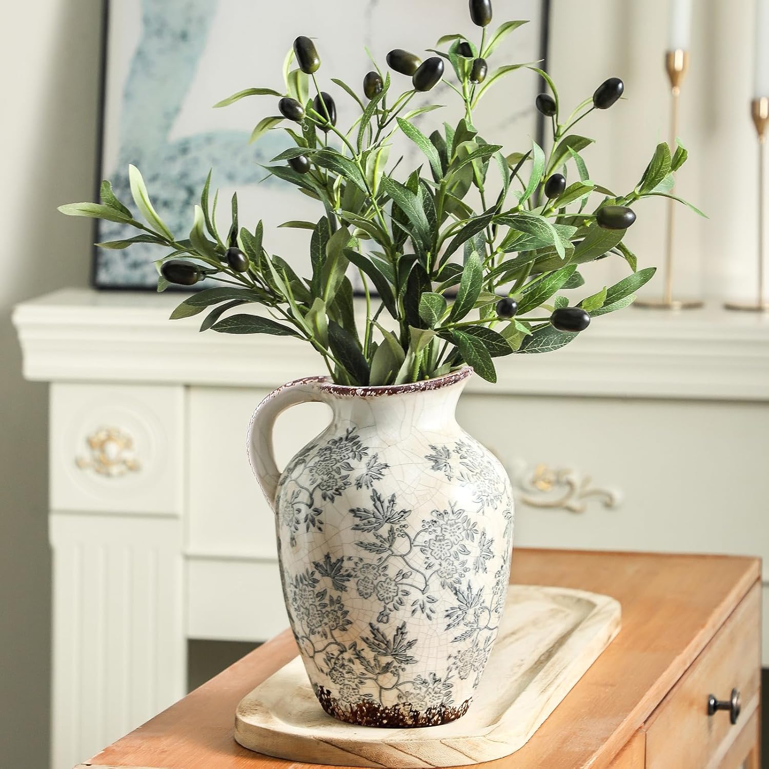 Vintage Blue Decorative Vase — 9.7" - View 4