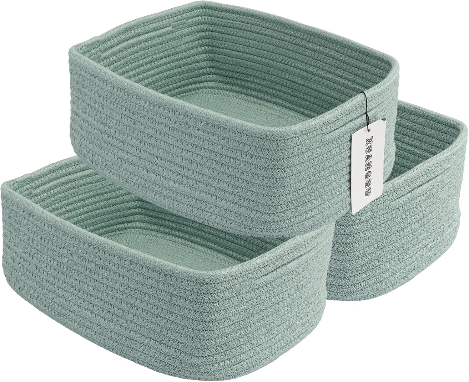 Boho Beige Storage Basket — green