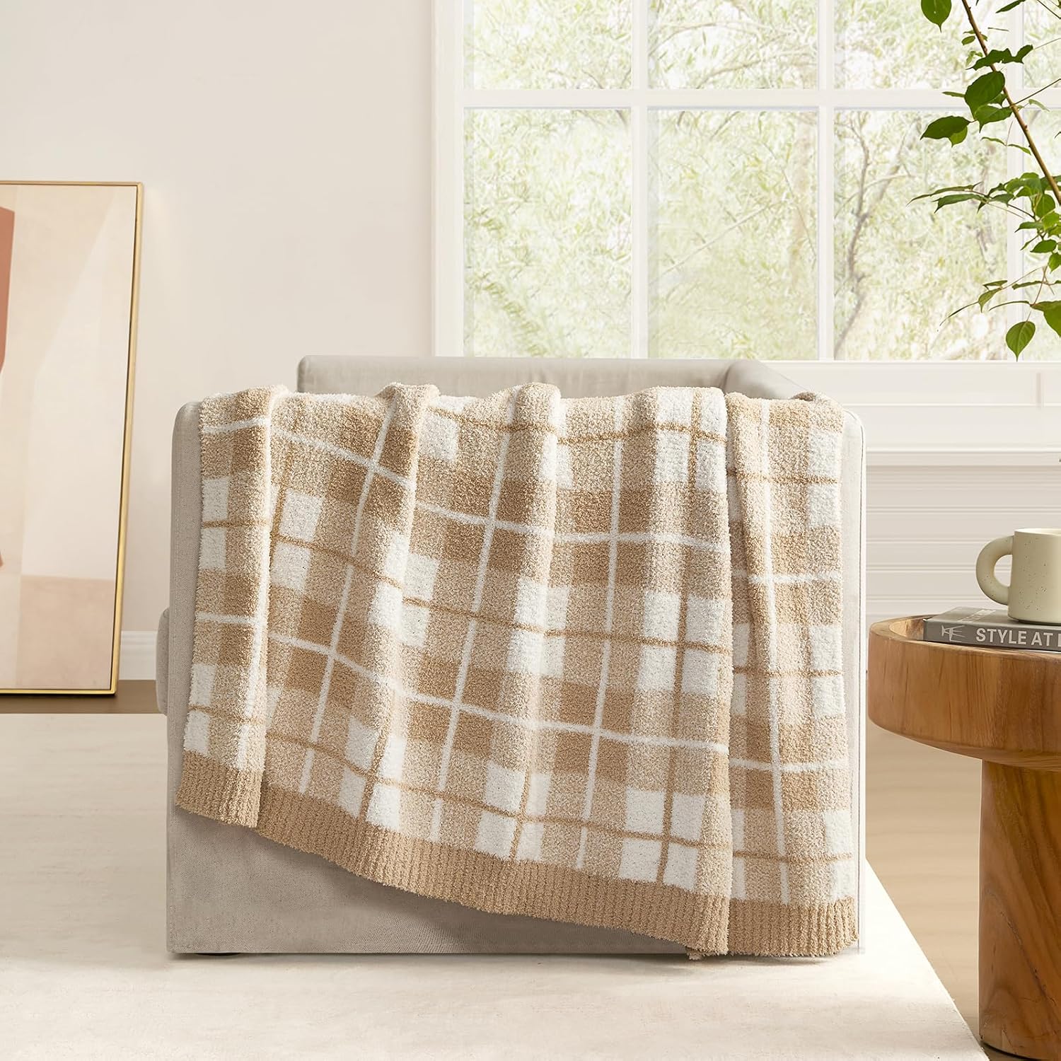 Knit Beige Throw Pillow — 50" - View 2