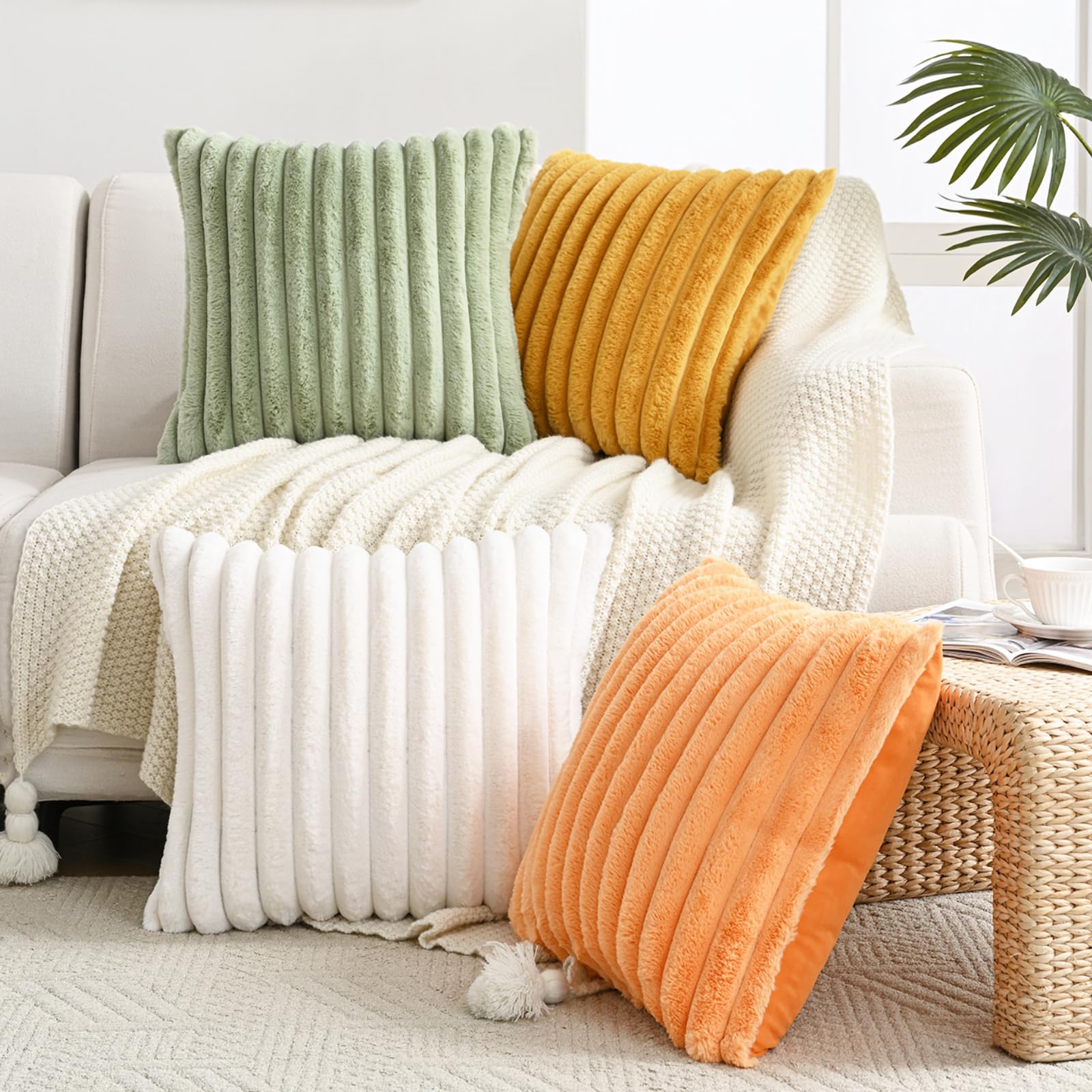 Modern Beige Throw Pillow Cover — 18"