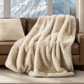 Velvet Luxe Beige Throw Pillow — 50" — Tipped Golden Fox