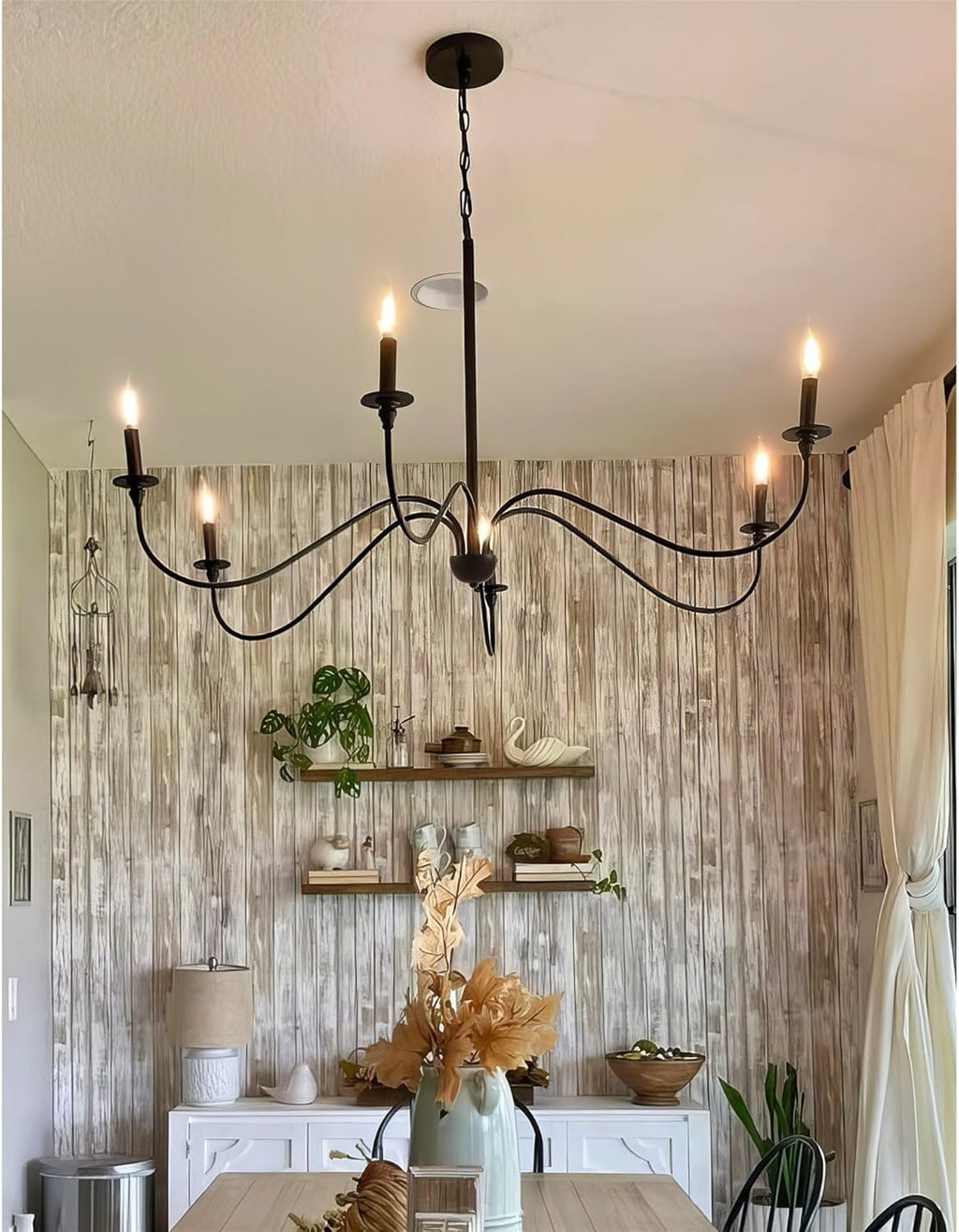 Farmhouse Black Chandelier — 6-Light - View 6