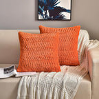Boho Blue Throw Pillow Cover — 18" — Burnt Orange