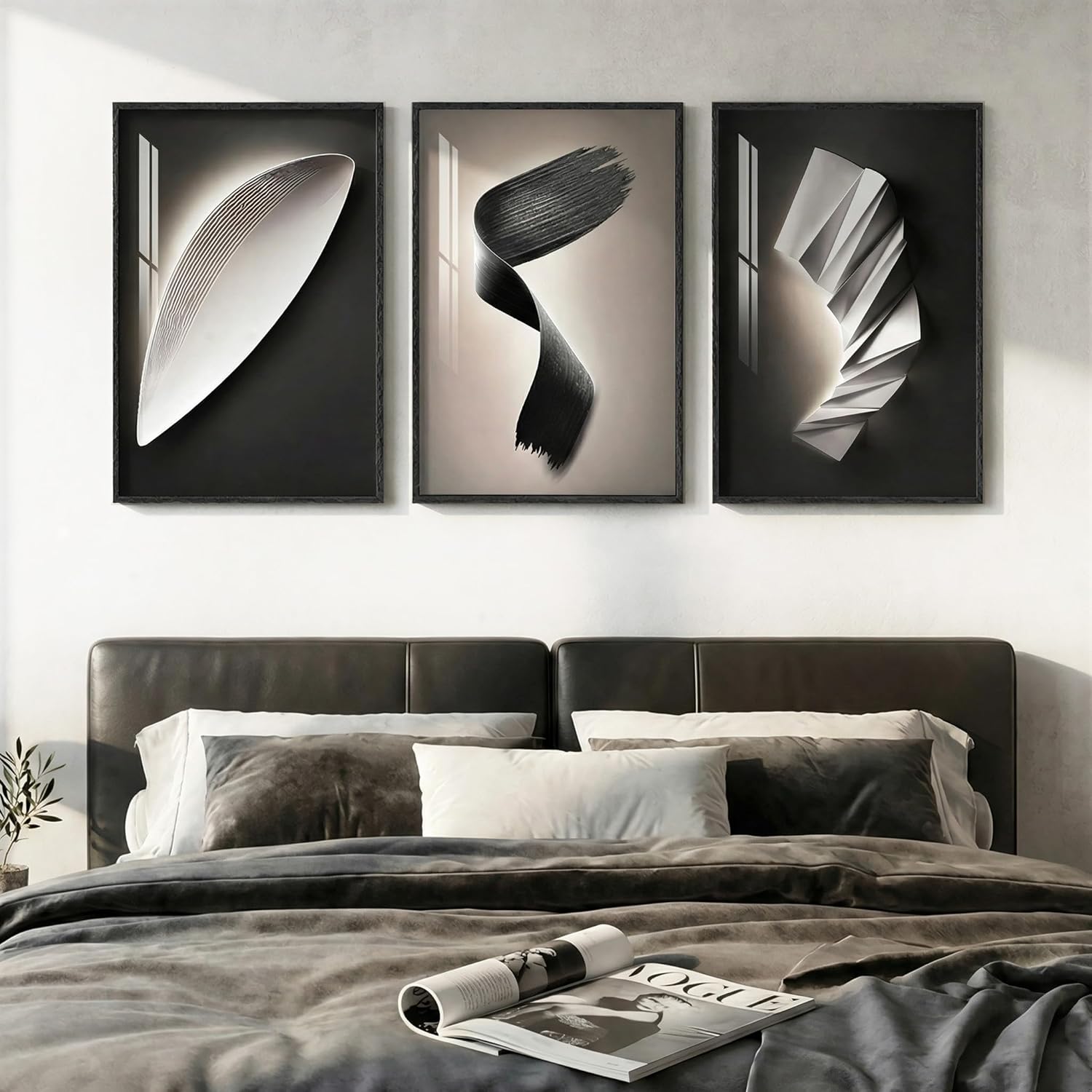 Framed Luxe Black Wall Decor — 36" — 24" H X 16" W X 3pcs