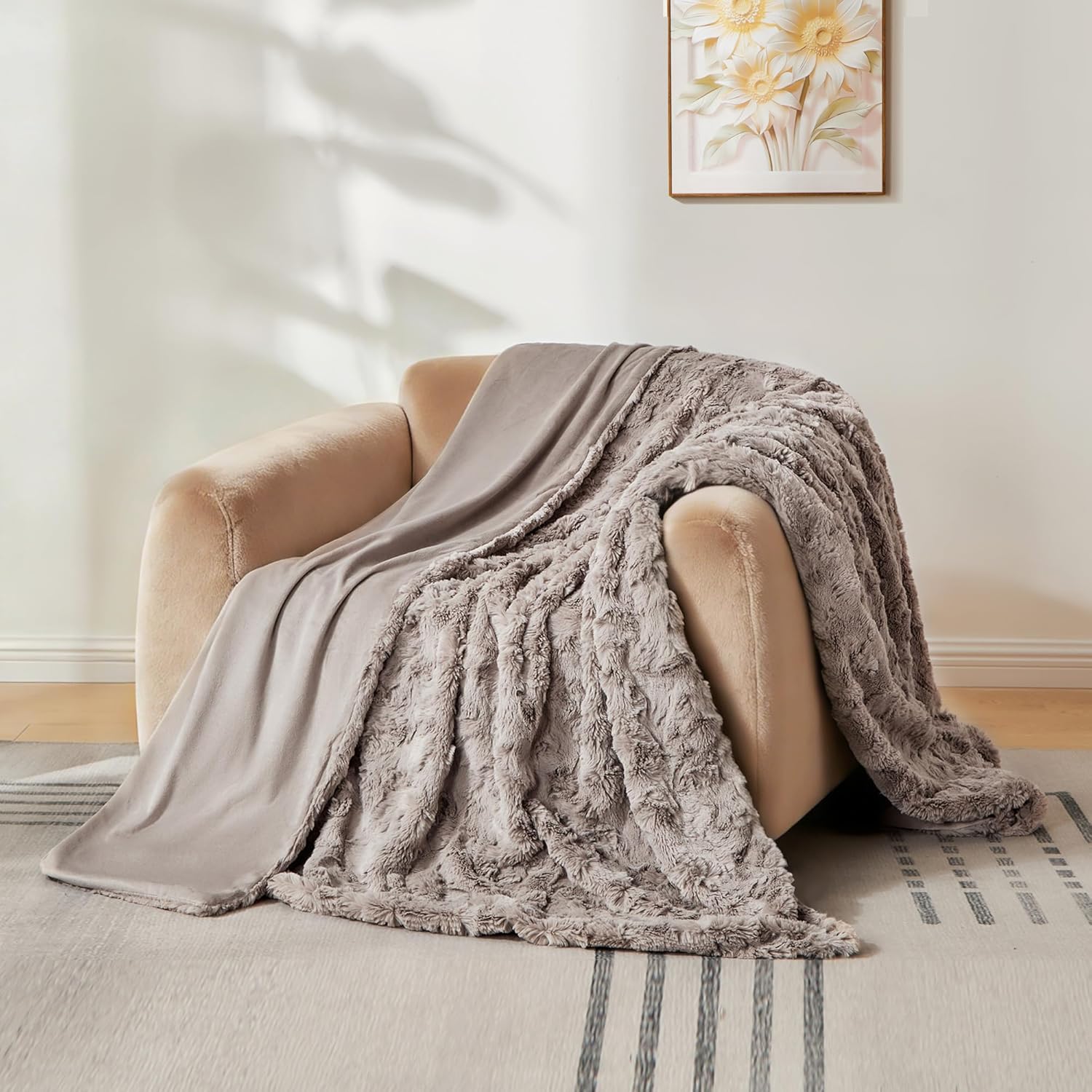 Beige Throw Pillow — 60" — Ⅰ-taupe Brown