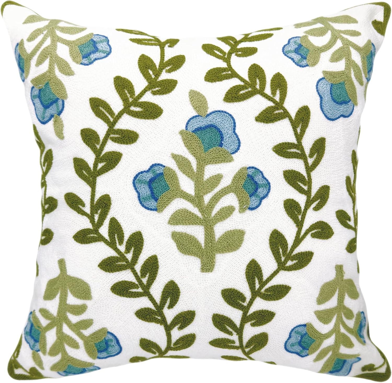 Tufted Boho Blue Throw Pillow Cover — 18" — 18" x 18" (Pack of 1)
