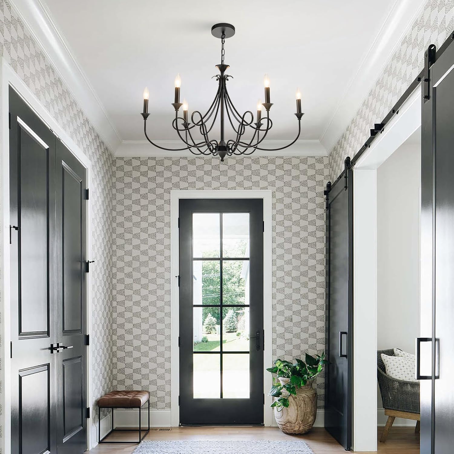 Farmhouse Black Chandelier - View 7