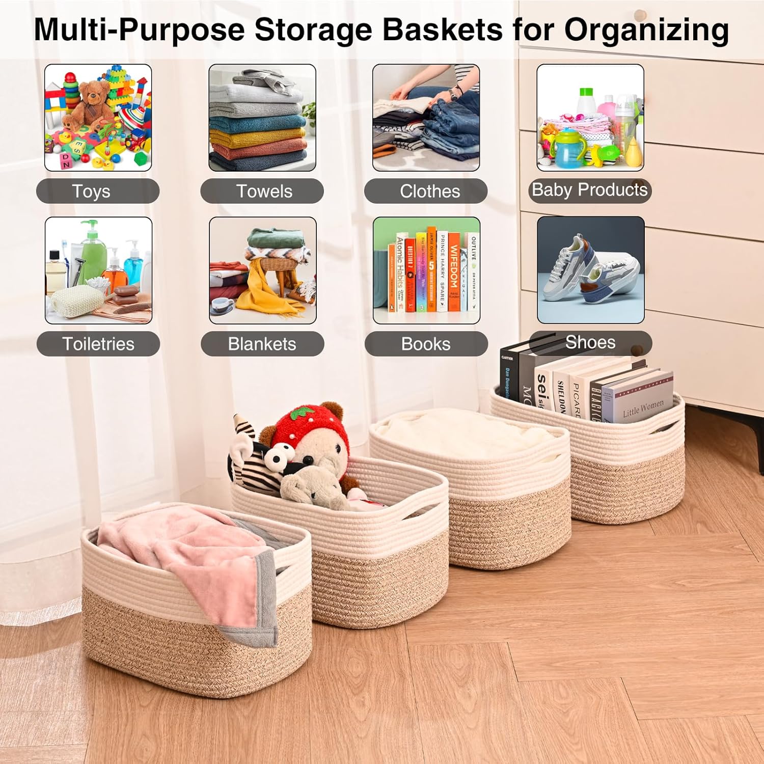 Rectangular Boho Black Storage Basket — 12.7" - View 5