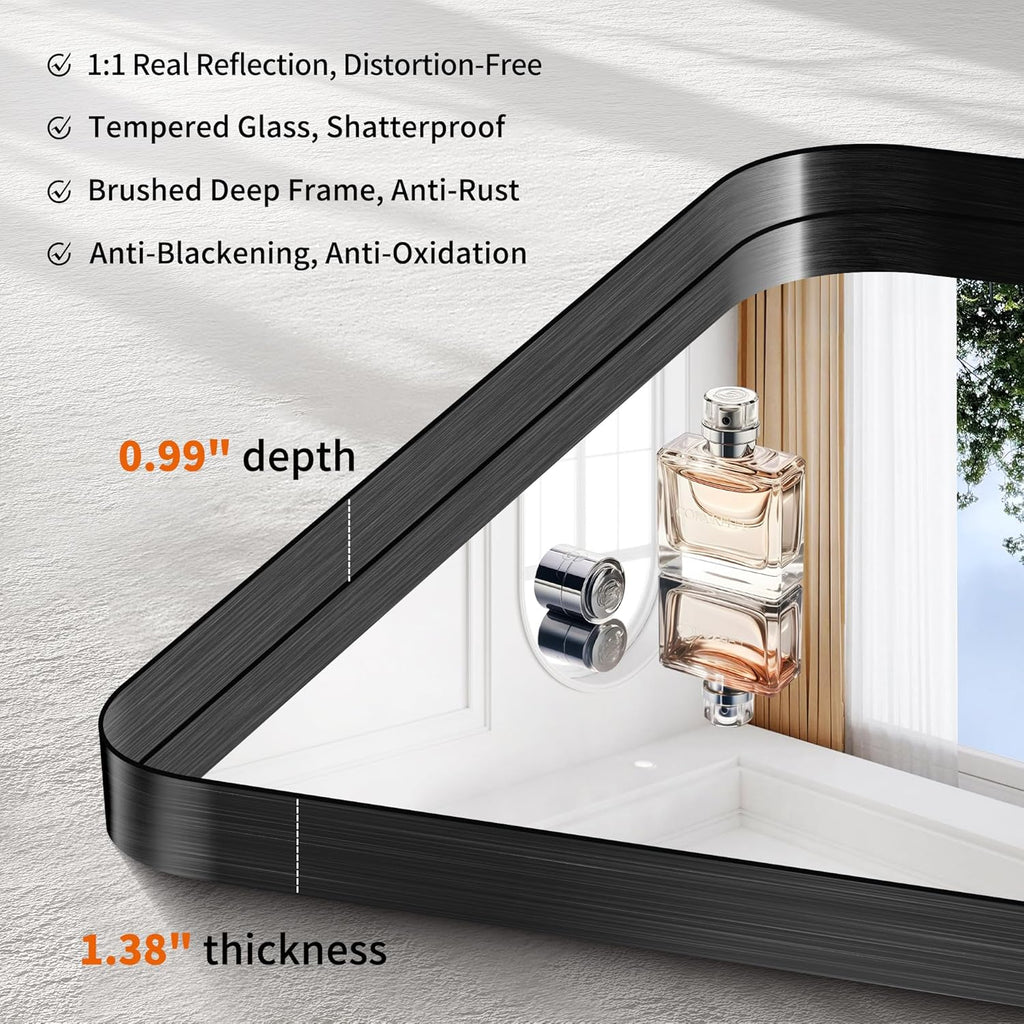 Rectangular Luxe Black Mirror — 30" - View 3