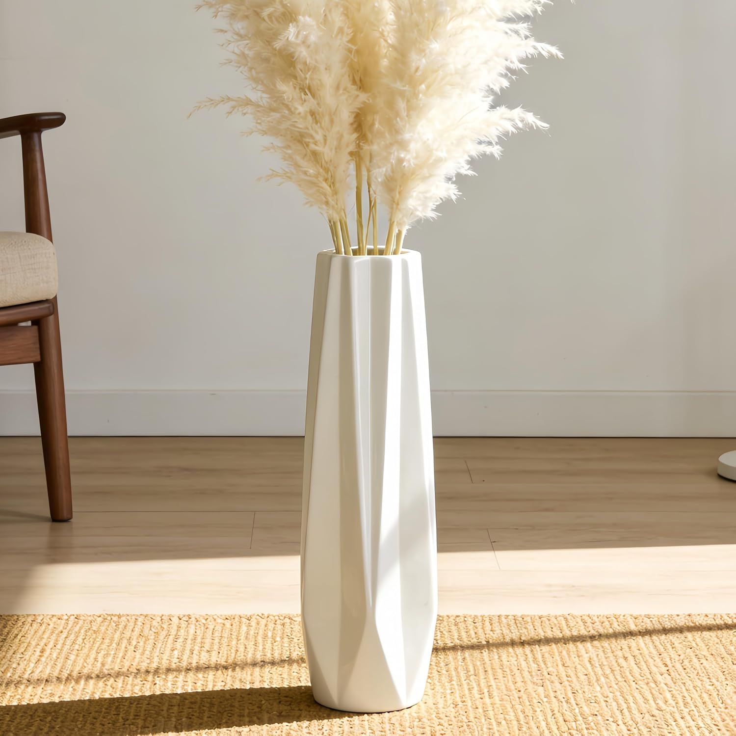 Farmhouse Ceramic Flower Vase — 17.7" — 5-stripes