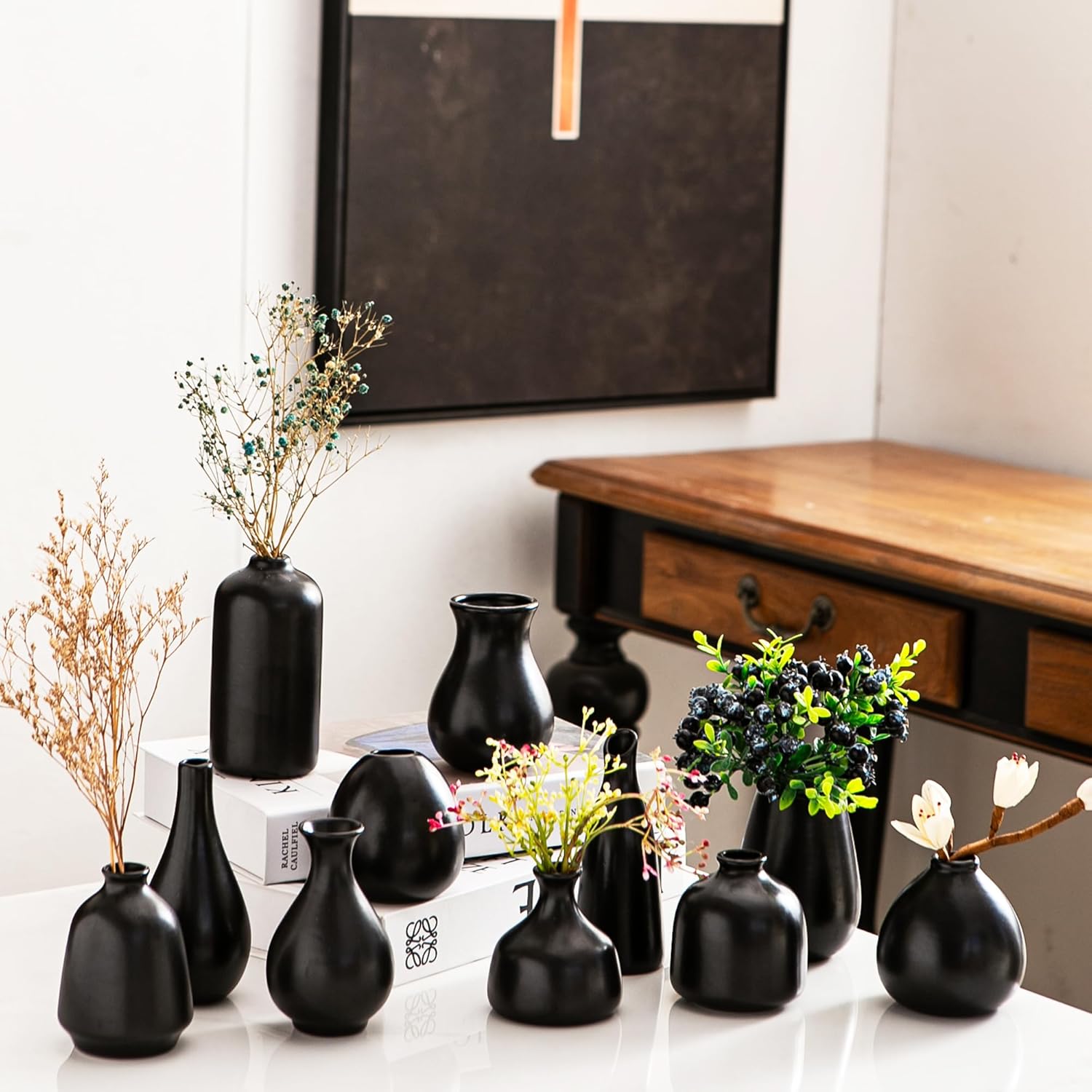 Boho Black Vase Set — Set of 11 — B-black Bud Vases 11pcs