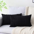 Lumbar Boho Beige Throw Pillow Cover — 20" — Black