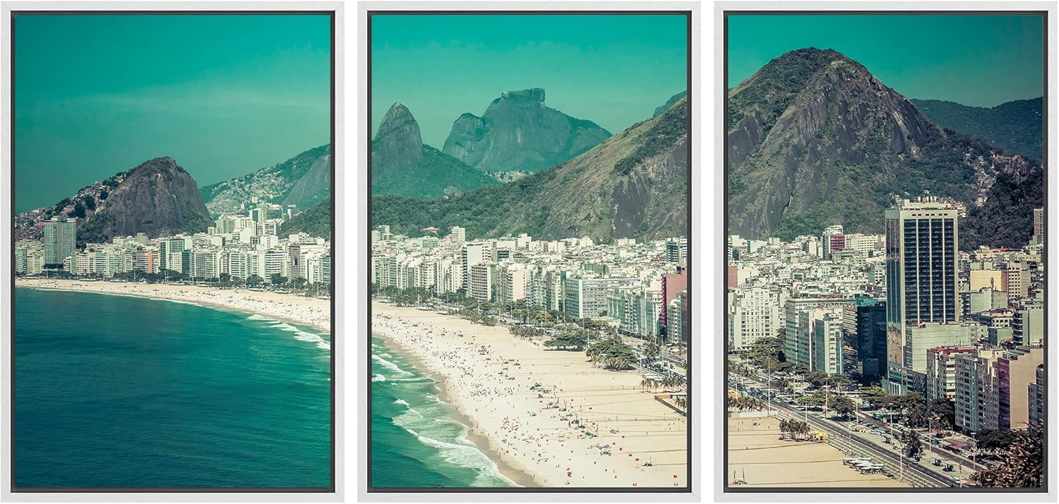Framed Fabric Wall Art — 24" — 16" x 24" x 3 Panels WHITE
