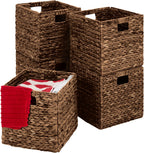 Handwoven Boho Beige Storage Basket — 5x10 — 12x12in