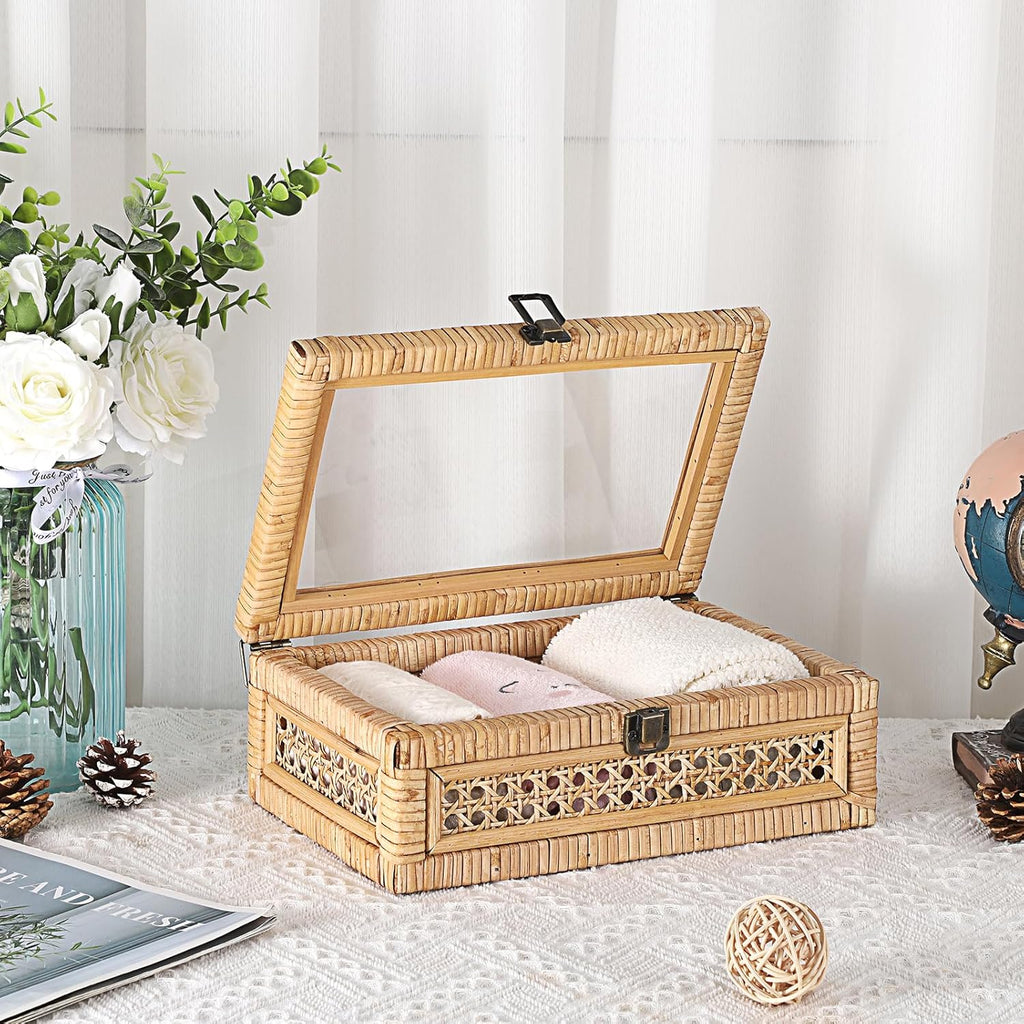 Handwoven Boho Beige Storage Basket — 11" - View 4