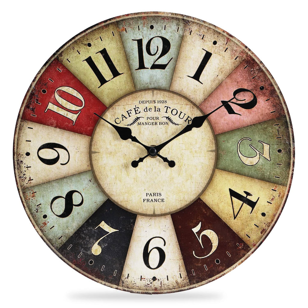 Battery Operated Farmhouse Wood Wall Clock — 12"