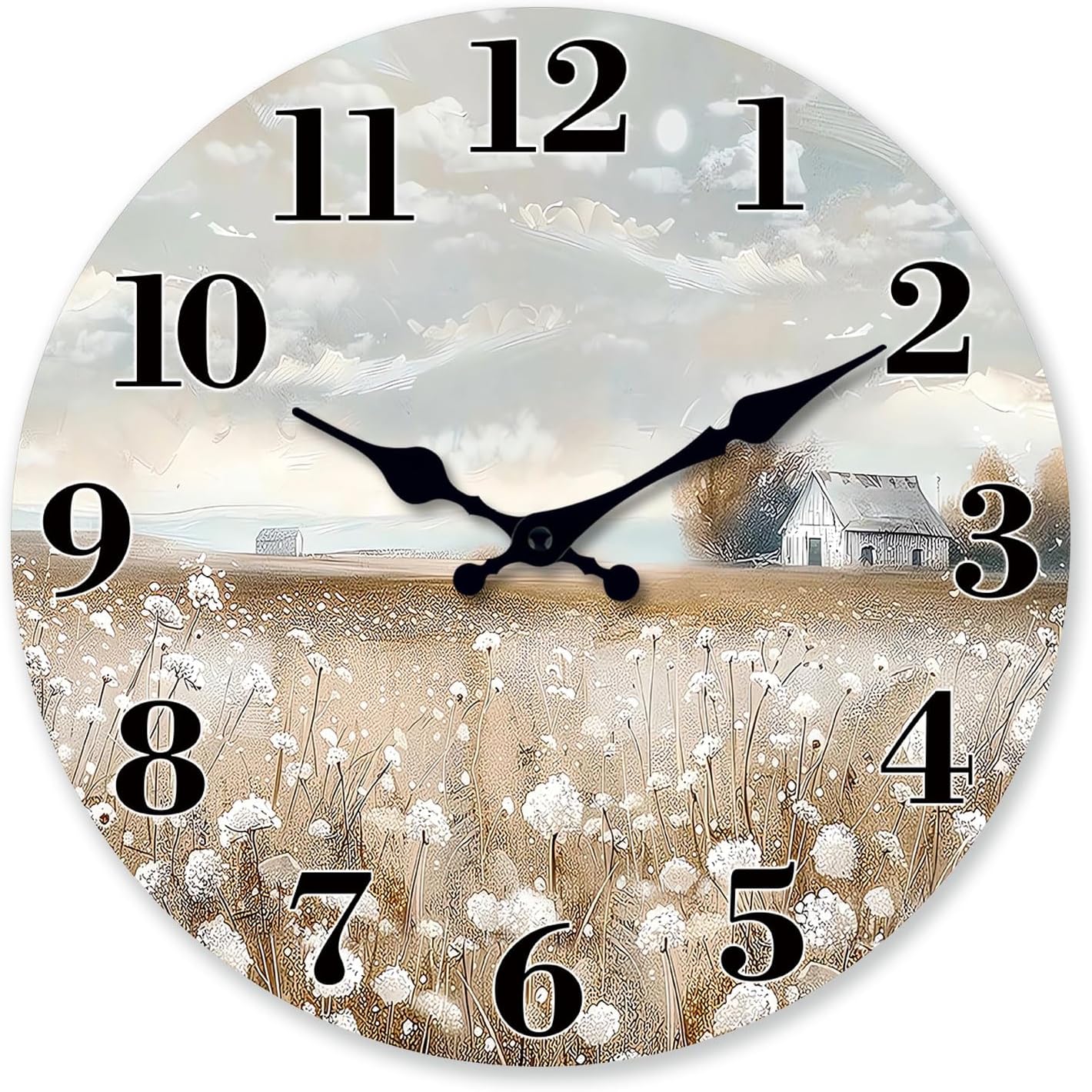 Battery Operated Farmhouse Beige Wall Clock — 16" — 14 Inch