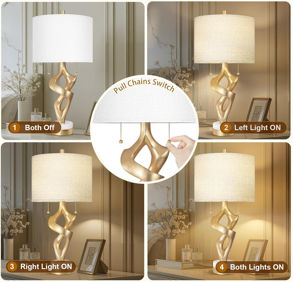 USB Luxe Stone Bedside Lamp — 26" - View 4