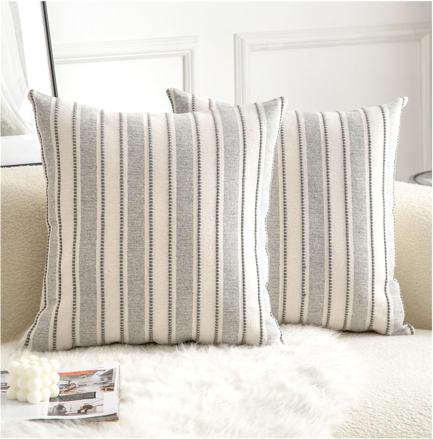 Boho Beige Throw Pillow Cover — 18" — Grey