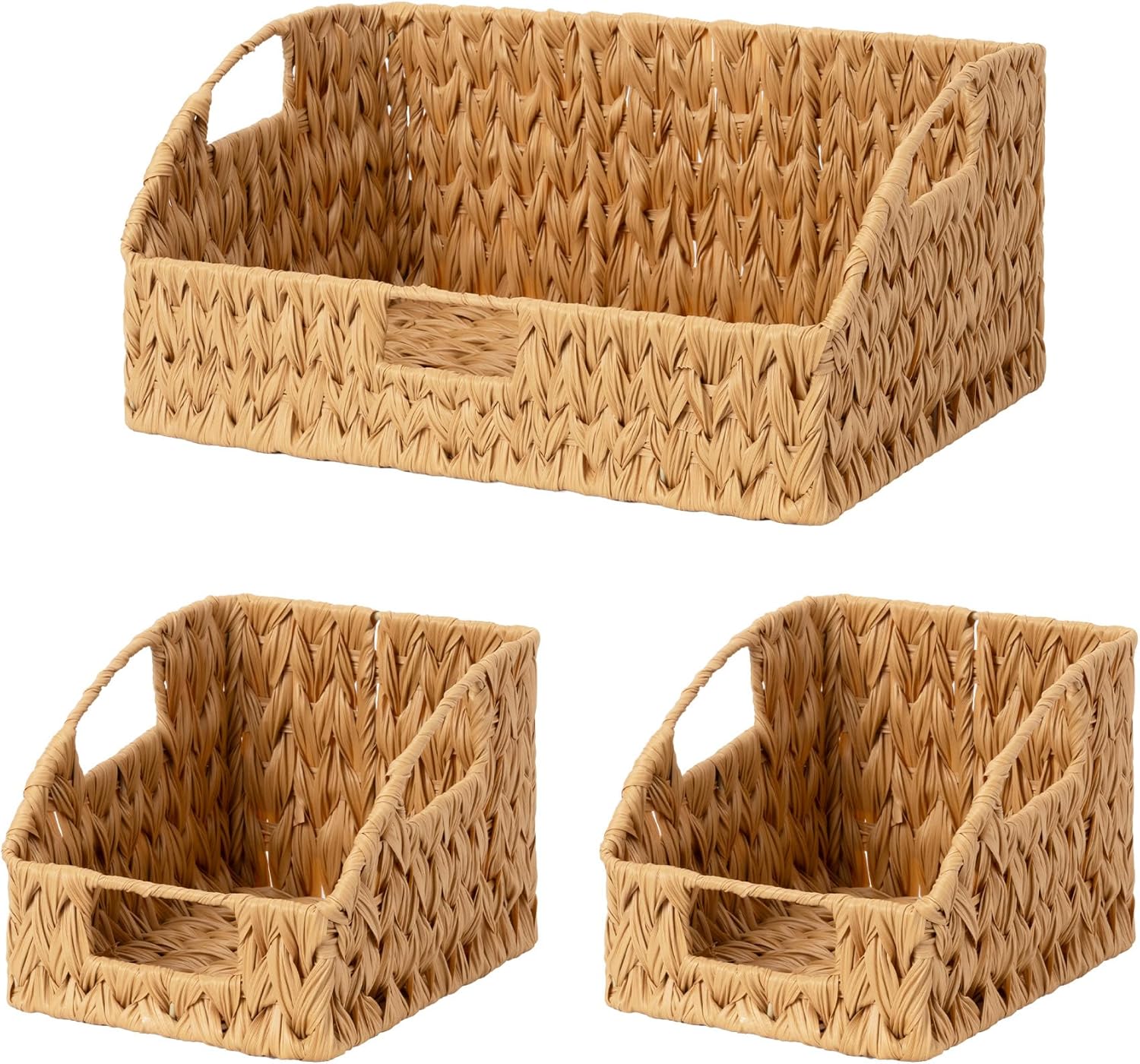Boho Beige Storage Bin — 2x10 — 10¾"D x 17"W x 7½"H + 2x 9½"D x 7½"W x 6¾"H
