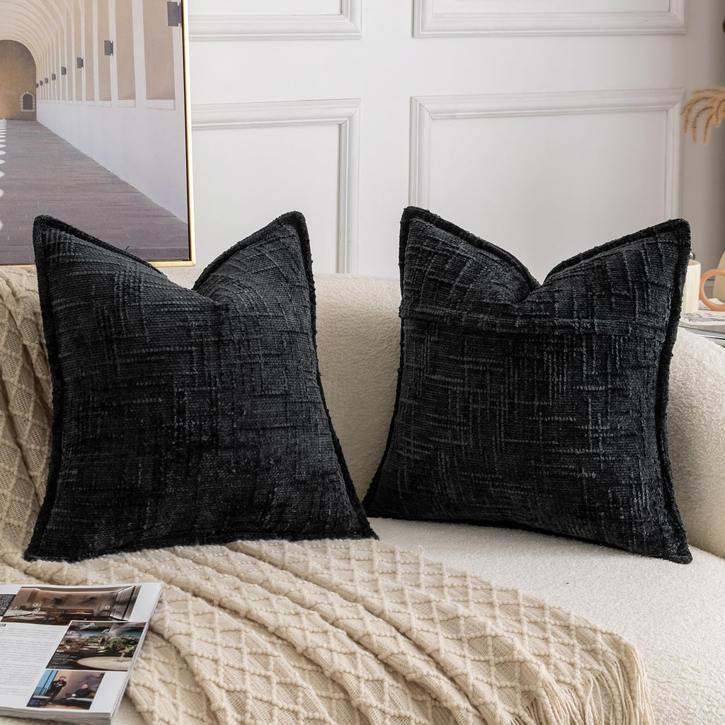Chenille Boho Beige Throw Pillow Cover — 18" - View 2
