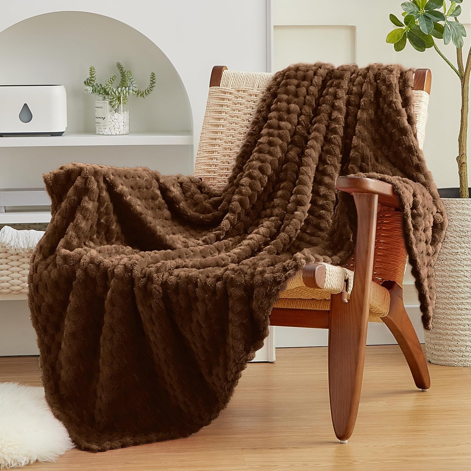 Beige Throw Pillow — 50" — Coffee