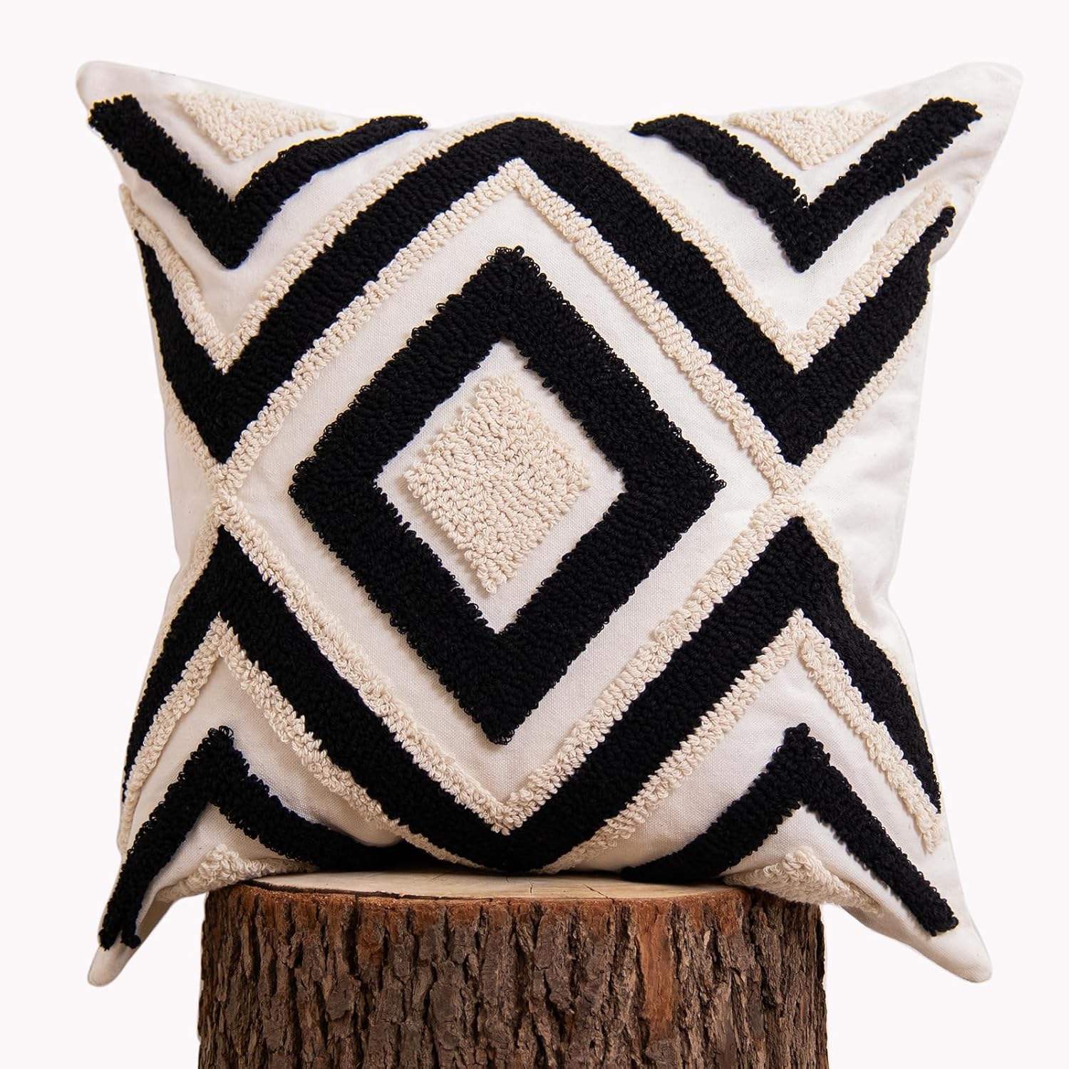 Embroidered Boho Fabric Throw Pillow Cover — 18" — D-qr728(1 Pack Without Pillow Insert)